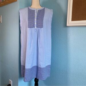 LOFT blue & white striped henley shift dress NWOT Sz. PS [c]
